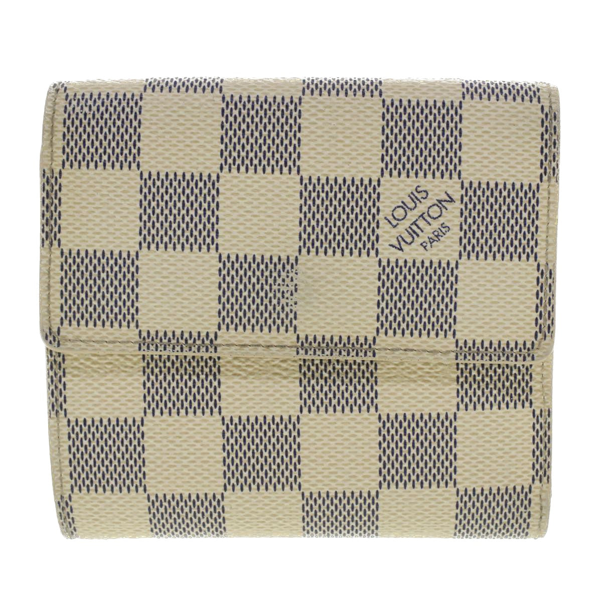 LOUIS VUITTON Damier Azur Portefeuille Elise Trifold Wallet N61733 LV 37390