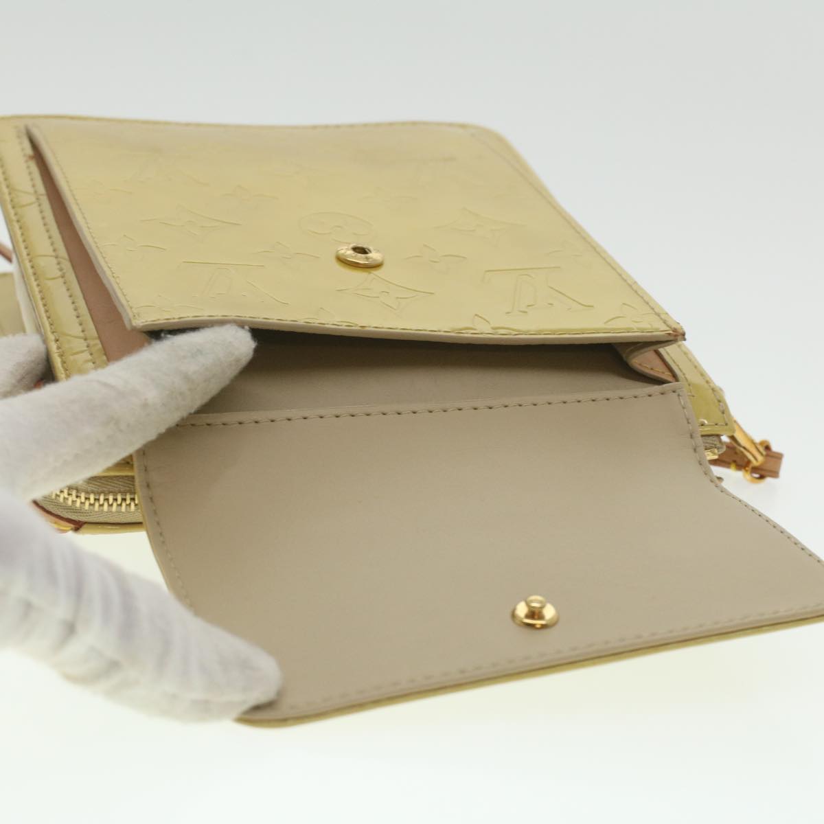 LOUIS VUITTON Monogram Vernis Motto Accessory Pouch Beige M91136 LV 37473