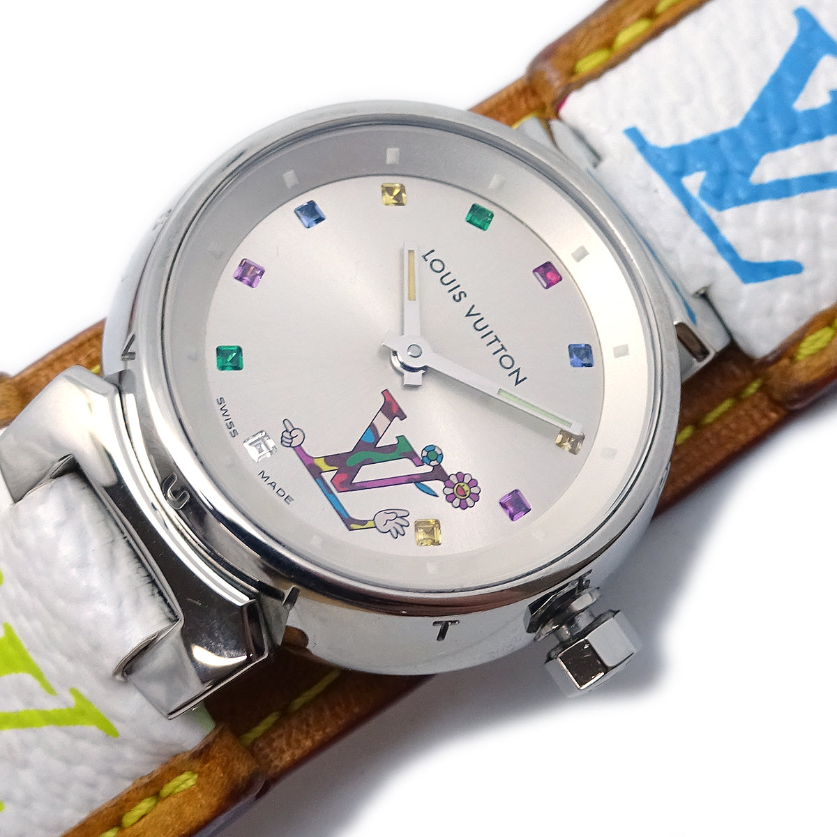 Louis Vuitton x Takashi Murakami Monogram Multicolor Tambour Watch Q12130