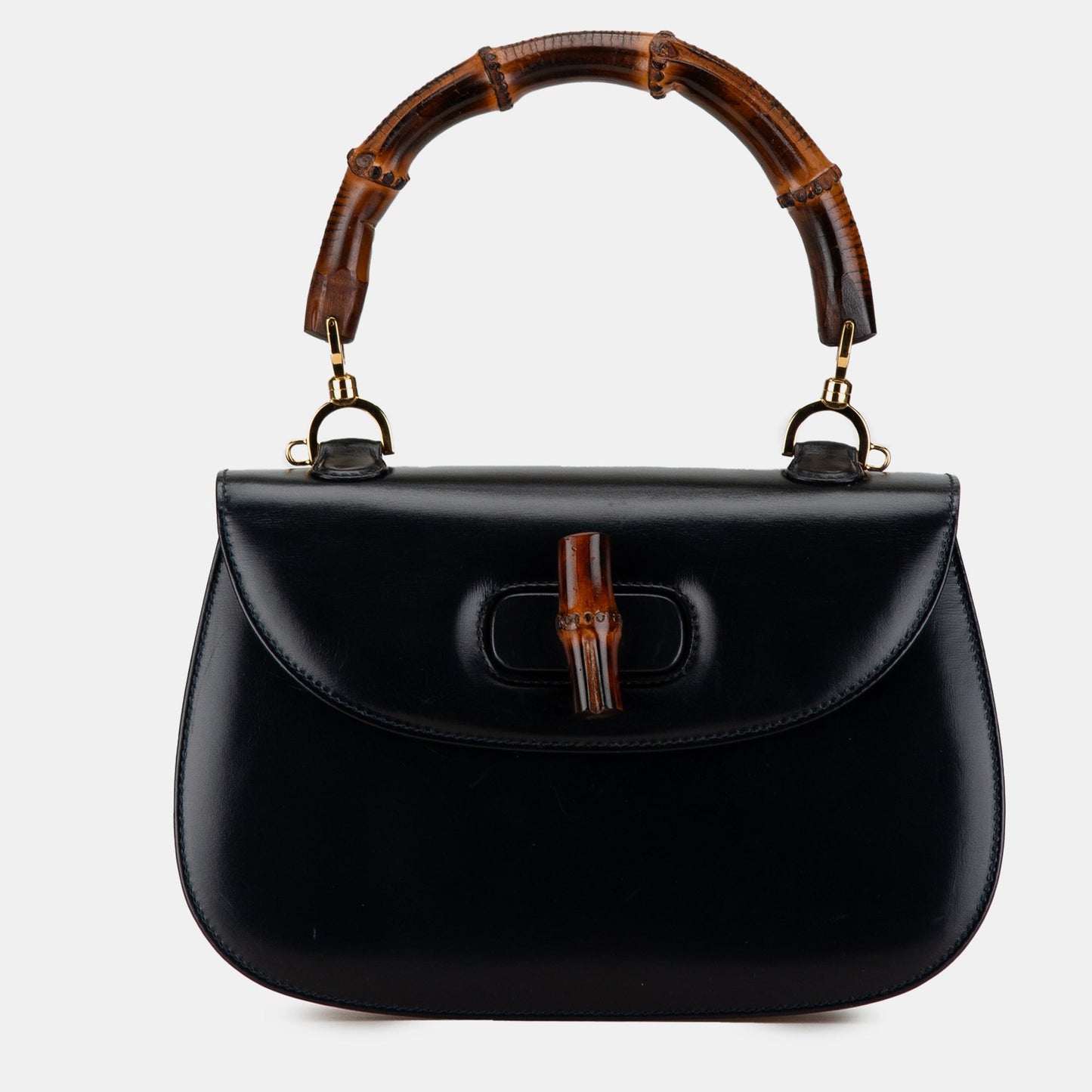 Luxury Gucci Trending 2025 Black Calfskin Leather Bamboo Night Shoulder Bag