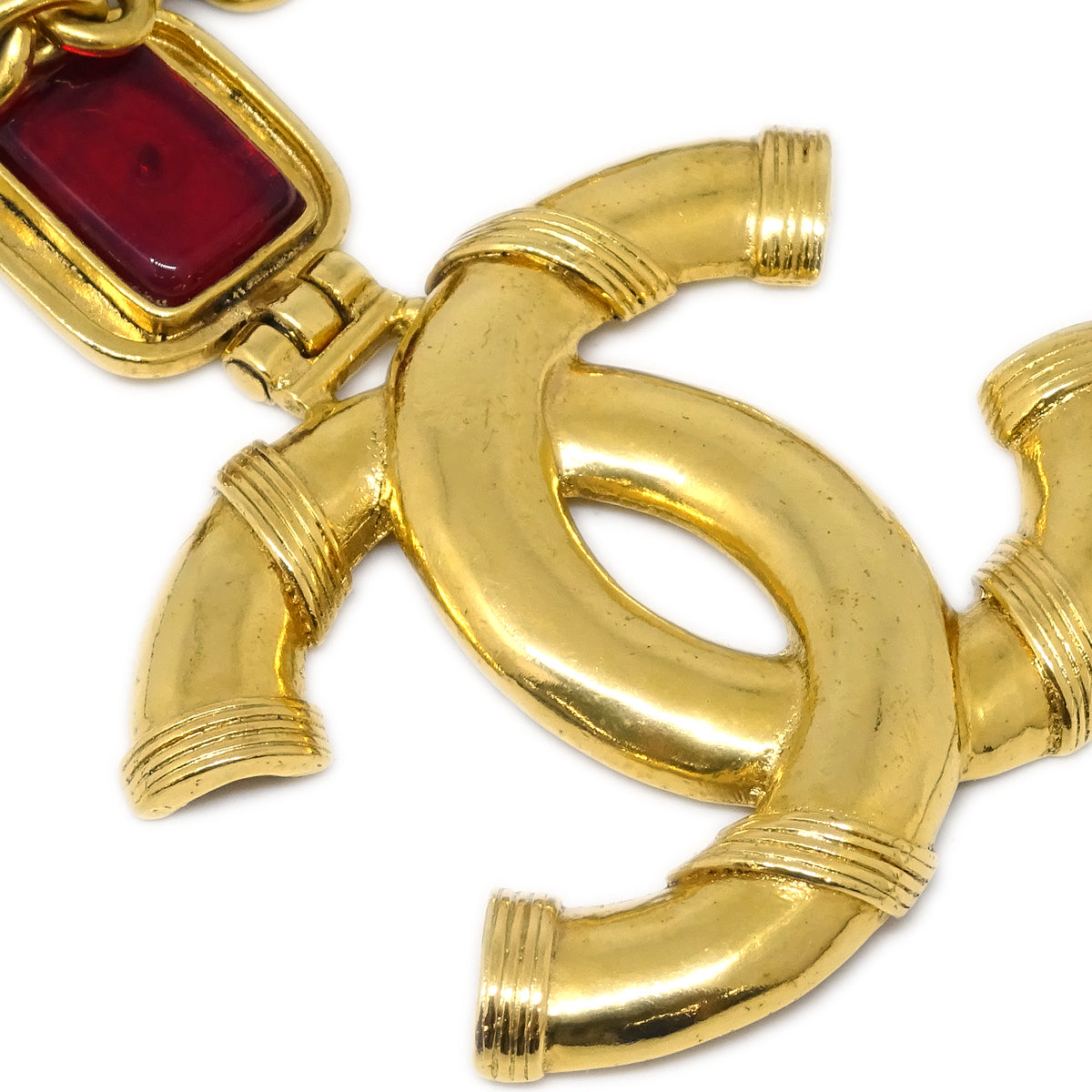 Luxury Chanel Gripoix Gold Chain Pendant Necklace 94A