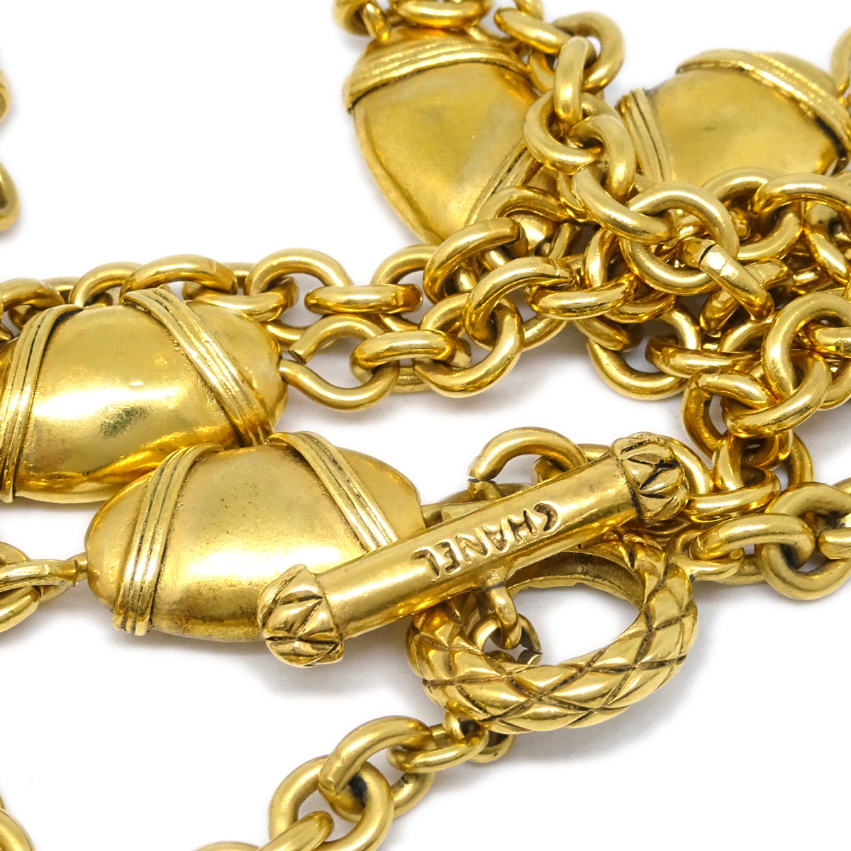 Luxury Chanel Gripoix Gold Chain Pendant Necklace 94A