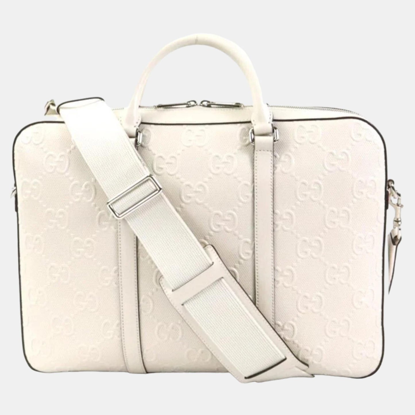 Luxury Gucci Trending 2025 White GG Embossed Leather Duffle Bag