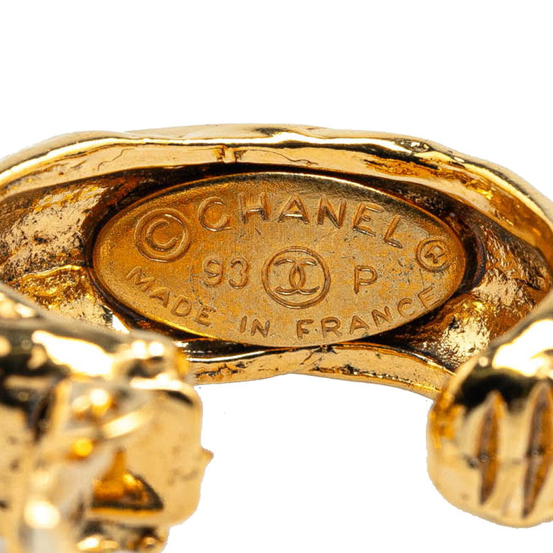 Chanel Vintage Logo Round Swing Earrings Gold