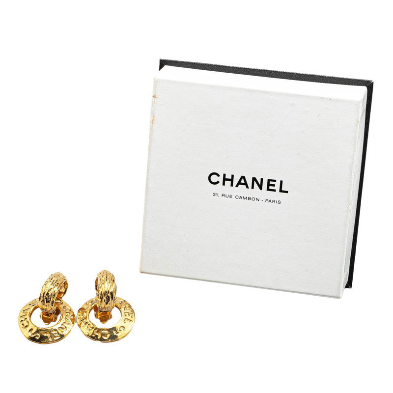 Chanel Vintage Logo Round Swing Earrings Gold