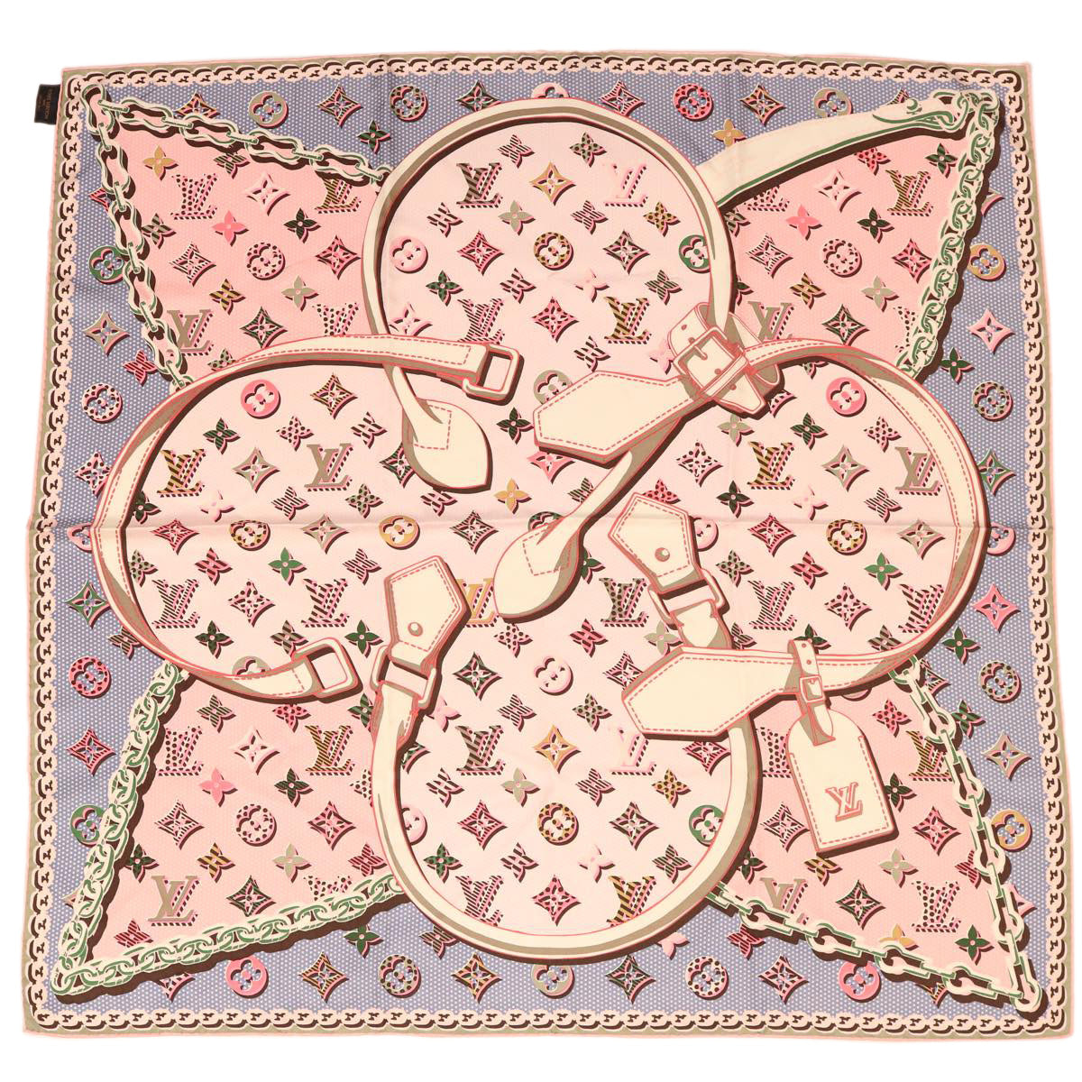 LOUIS VUITTON Boyfriend Pop Monogram Scarf Silk Rose Fluo Pink LV 38117