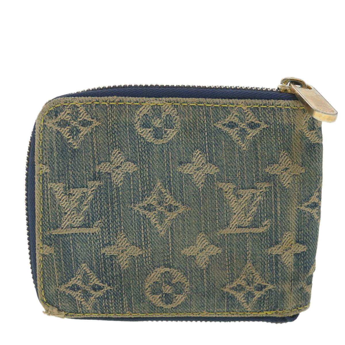 LOUIS VUITTON Monogram Denim Mini Zippy Wallet Wallet Blue M95342 LV 38220