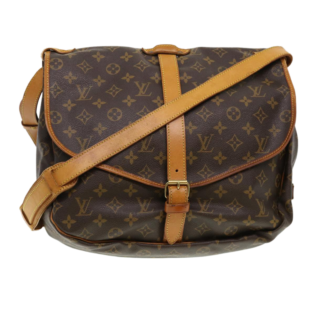 LOUIS VUITTON Monogram Saumur 35 Shoulder Bag M42254 LV 38286