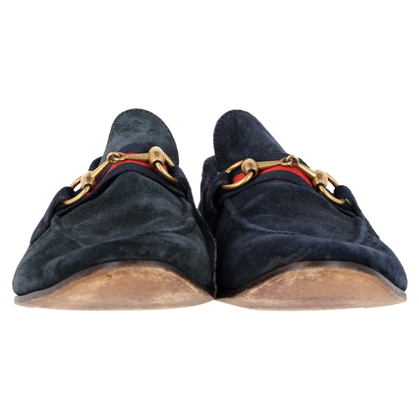 Gucci Web Horsebit Loafers in Navy Blue Suede