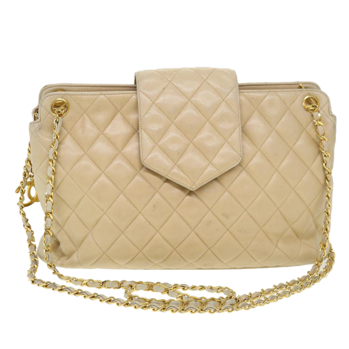Luxury Chanel Chain Shoulder Bag Lamb Skin Beige CC  38451