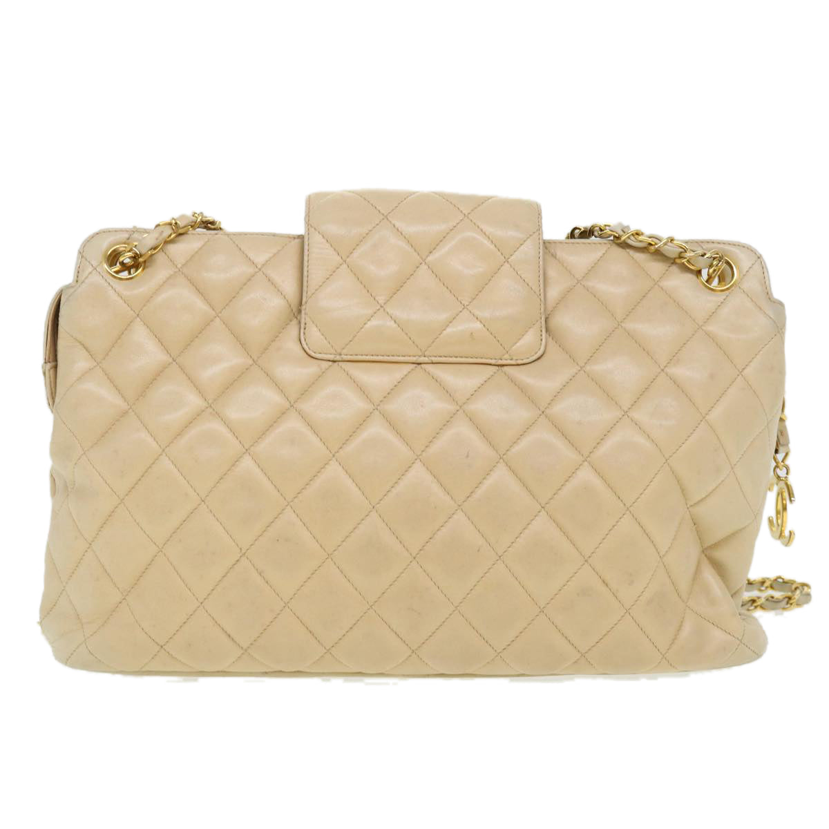 Luxury Chanel Chain Shoulder Bag Lamb Skin Beige CC  38451