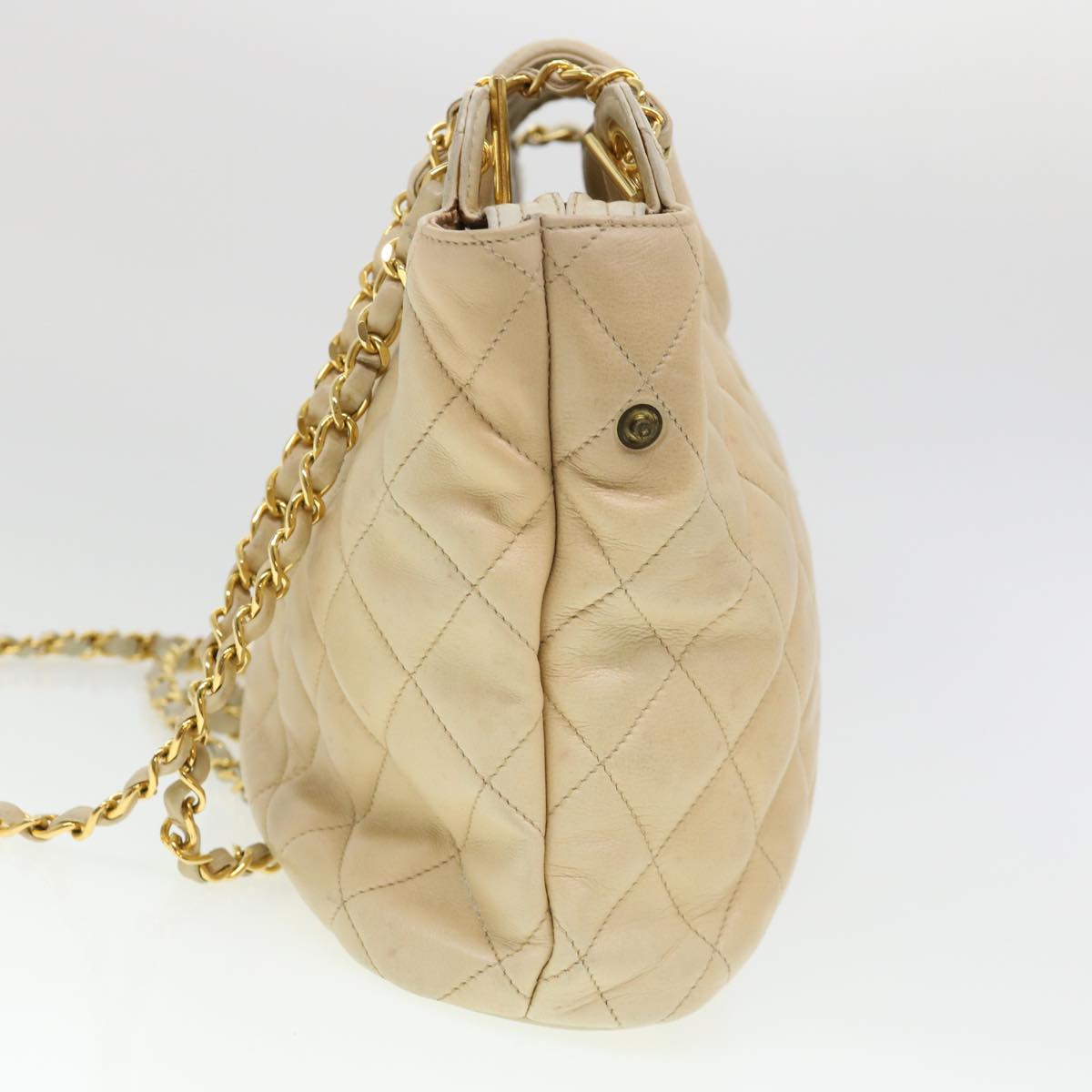 Luxury Chanel Chain Shoulder Bag Lamb Skin Beige CC  38451