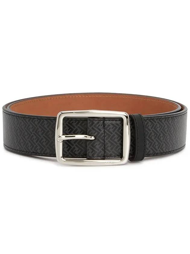 Luxury Fendi Logo Pattern Jacquard Leather Belt Black