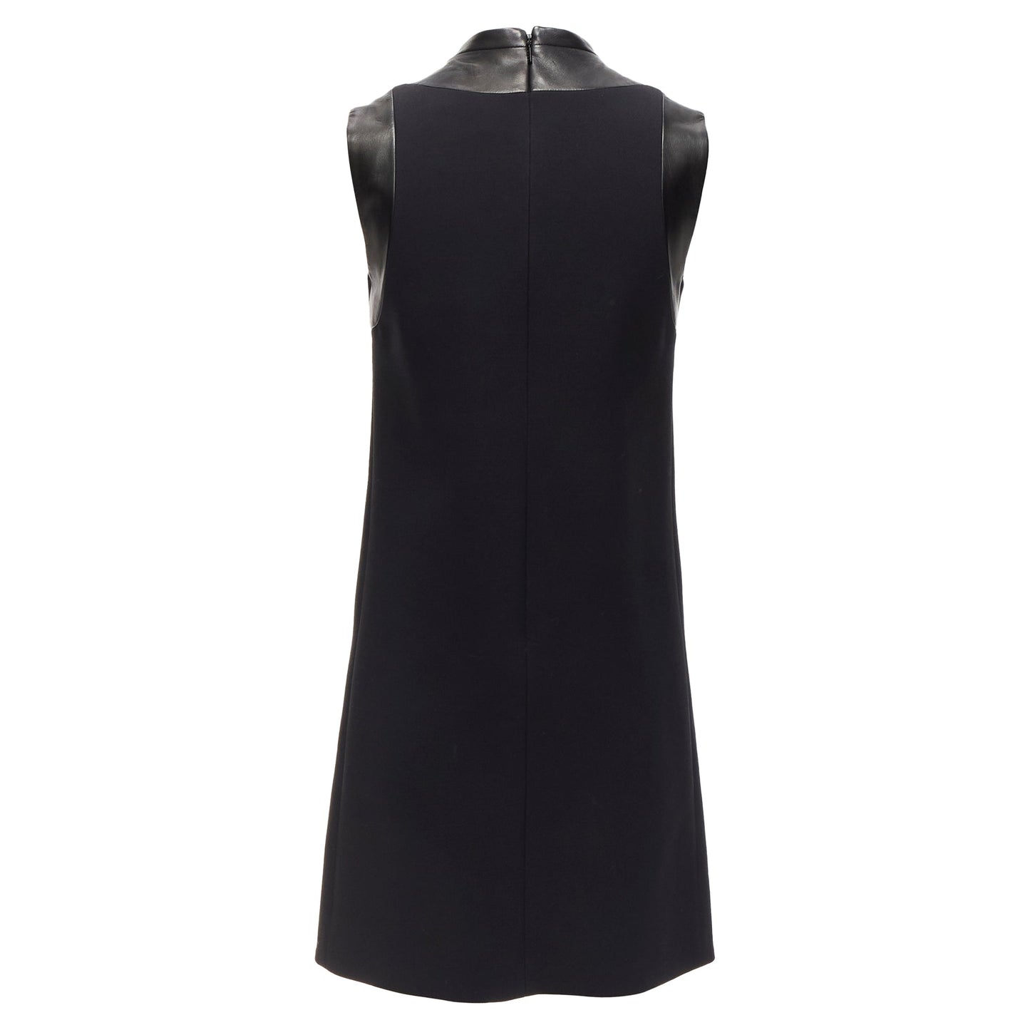 Gucci Wool Leather Silver Horsebit Buckle Shift Dress