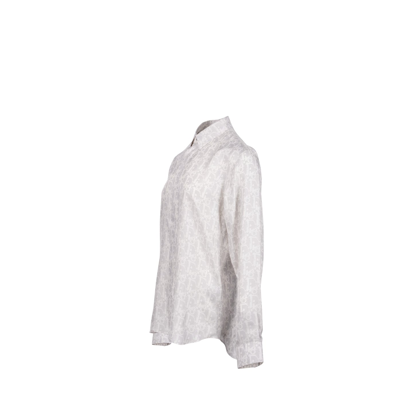 Luxury Dior Homme Size 39 Luxury Dior Oblique Shirt Silk Light Grey/White