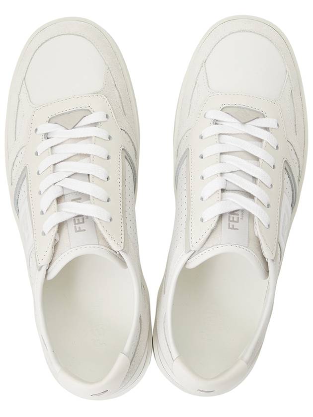 Luxury Fendi Step Leather Low Top Sneakers White