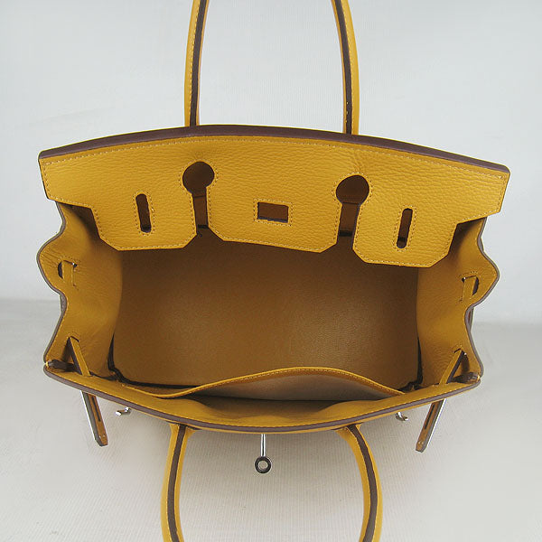 Luxury Hermes Birkin 30cm Togo Leather Handbags Yellow Silver
