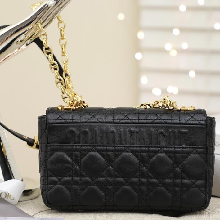 Luxury DiorSMALL CARO BAG BALCK SUPPLE CANNAGE CALFSKIN