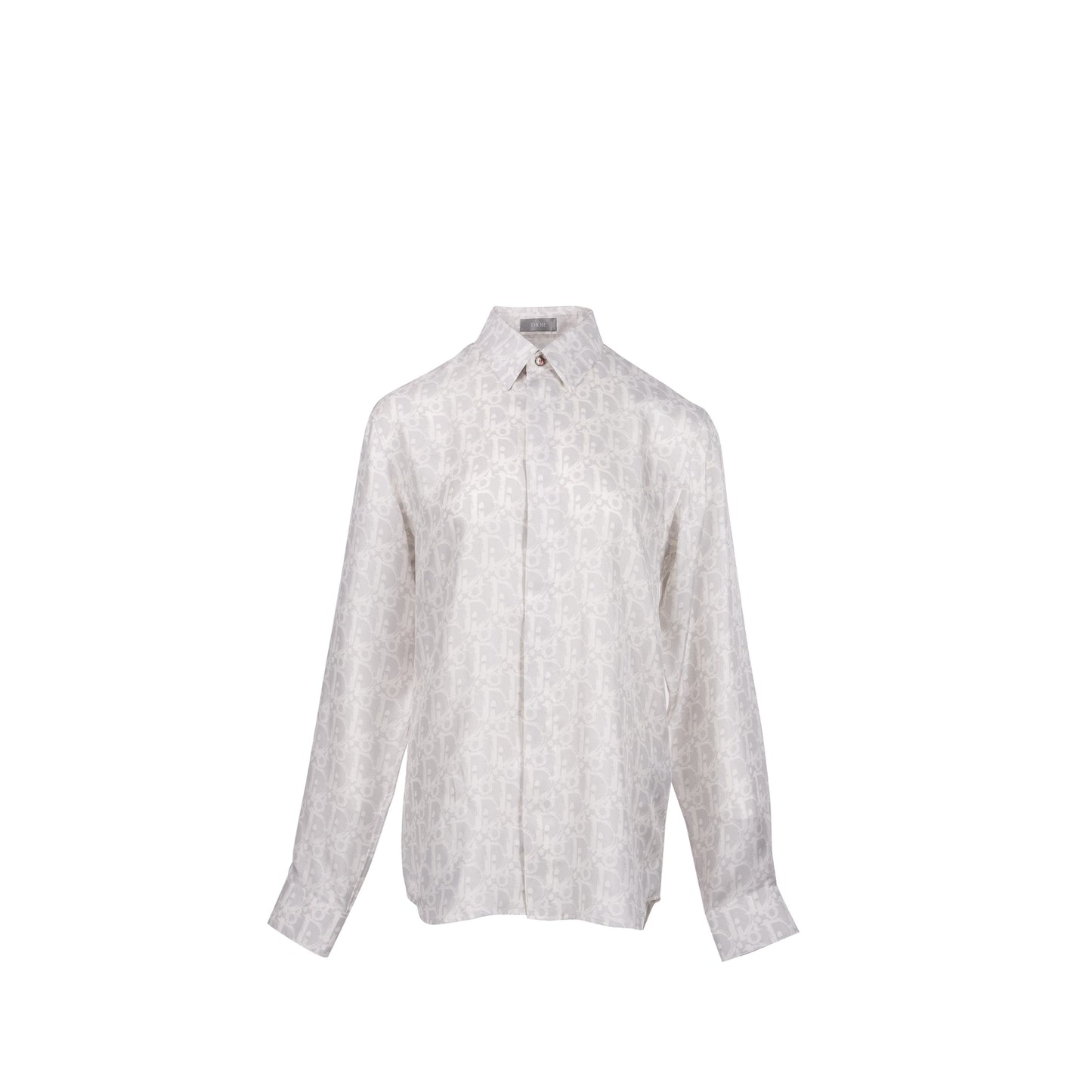 Luxury Dior Homme Size 39 Luxury Dior Oblique Shirt Silk Light Grey/White