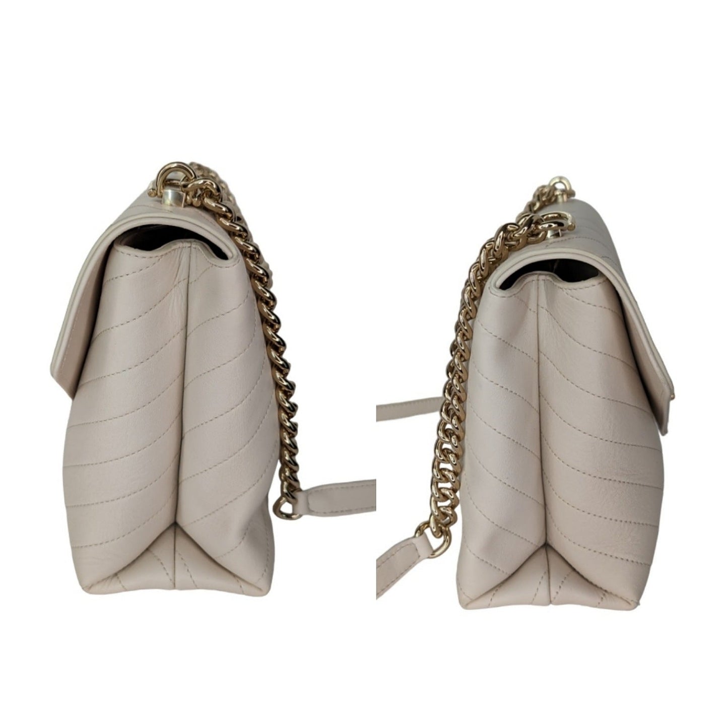 Luxury Chanel bag Cream Chevron Leather Coco Envelope Shoulder Bag