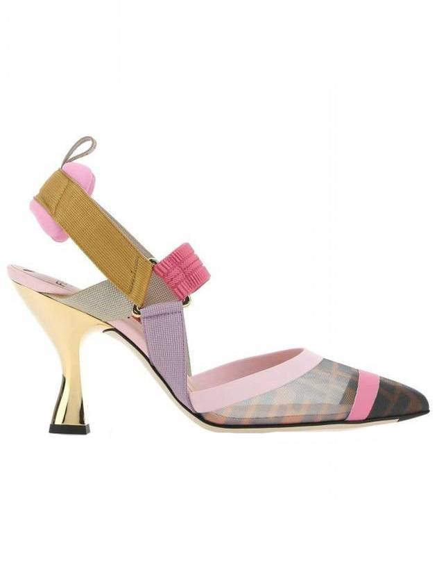 Luxury Fendi Colibri Mesh Slingback Heel Pink