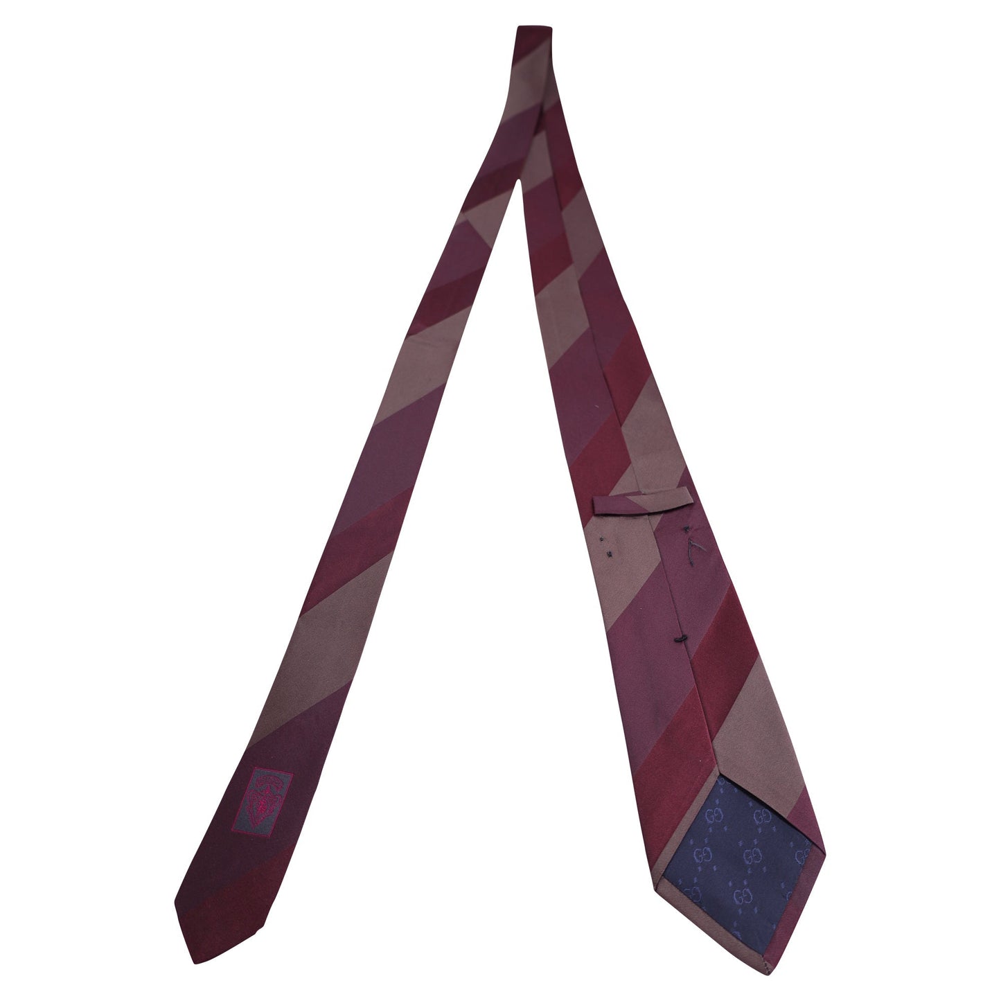 Luxury Gucci Trending 2025 Asymmetrical Stripes Tie in Burgundy Red Silk
