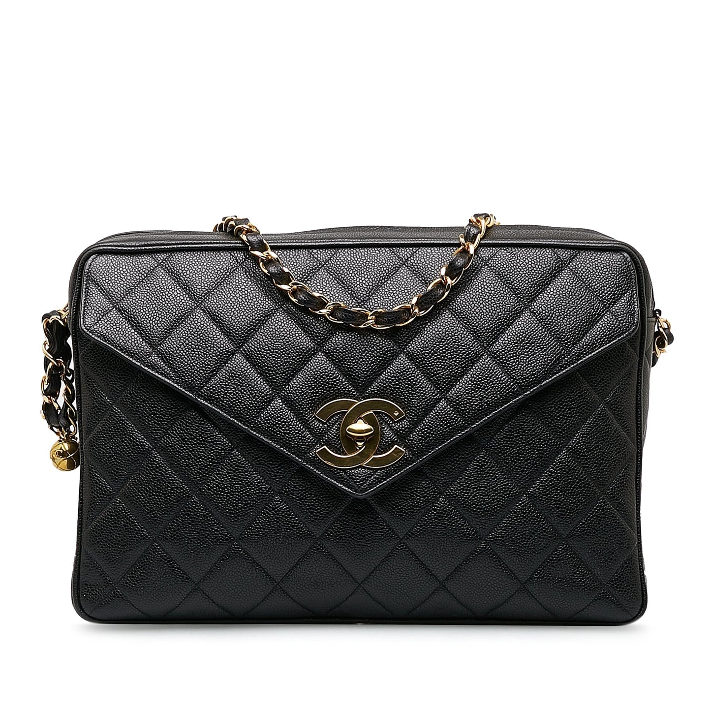Luxury Chanel CC Chain Shoulder Bag Black Caviar Gold