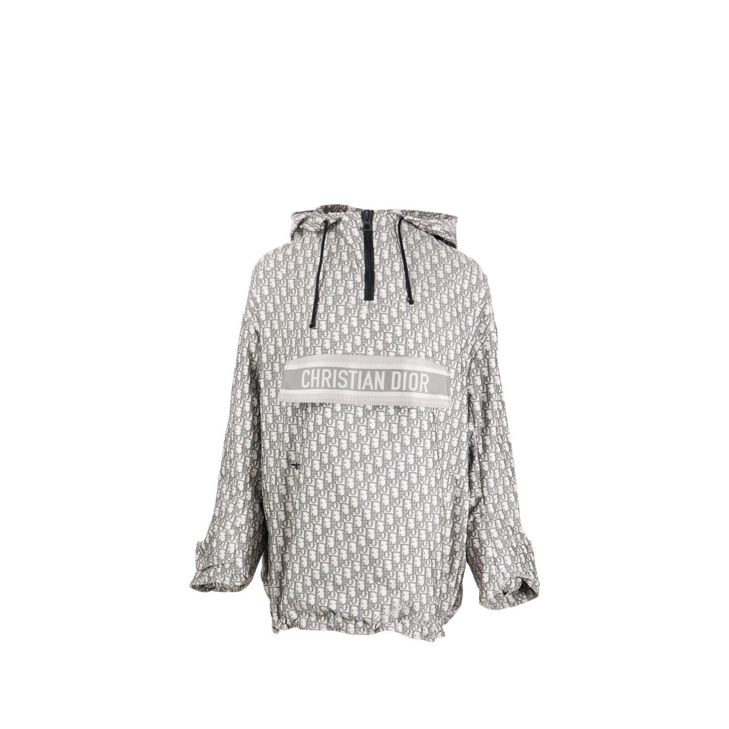 Dior Size XS Hooded Anorak Oblique Jacquard Technical Taffeta Grey