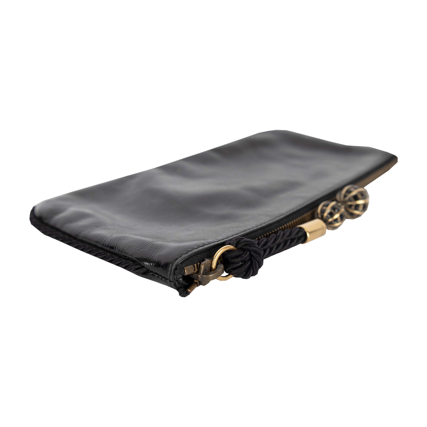 Luxury Gucci Trending 2025 Shiny Leather Clutch with Braided Trim & Tassel - '10s