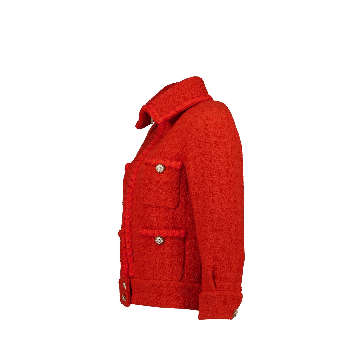 Chanel Size 36 19K Tweed Zip Up Jacket Wool Dark Orange