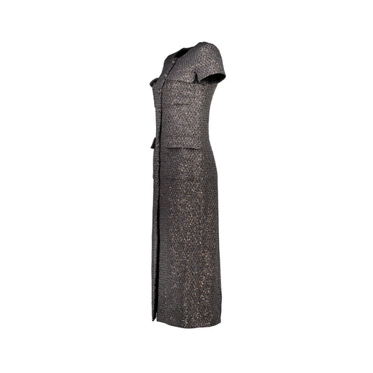 Chanel Size 34 21A Tweed Dress Polyester/Polyamide Black/Silver