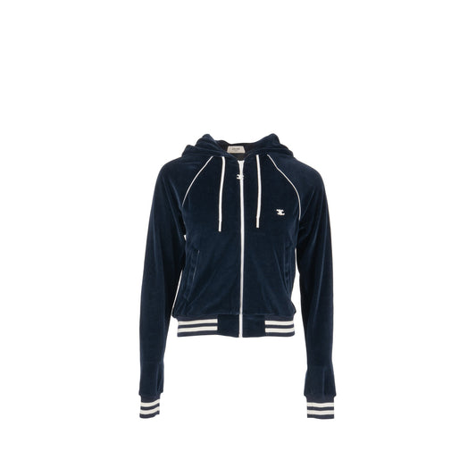 Celine Size XS Velvet Bomber Jacket Cotton/Polyamide Dark Blue