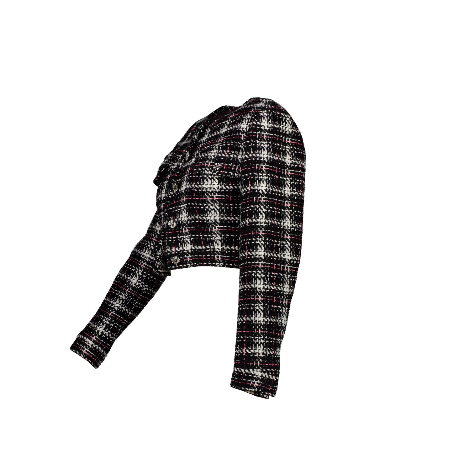 Chanel size 34 21K Tweed Jacket multicolour black / white/ pink