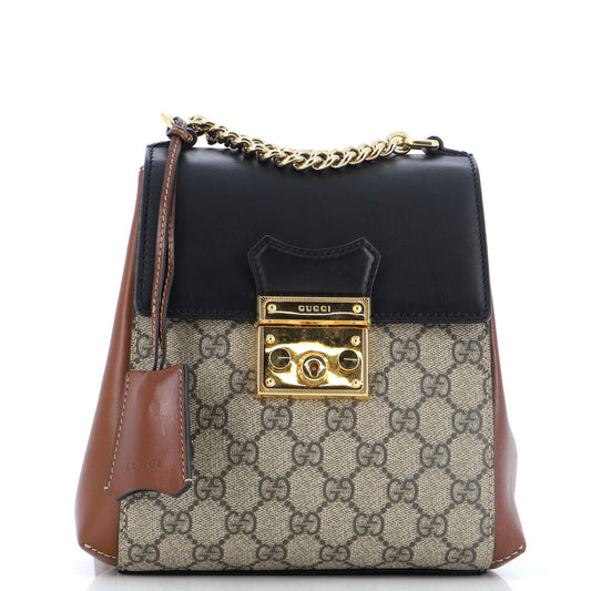 Luxury Gucci Trending 2025 Padlock Backpack GG Coated Canvas and Leather Mini
