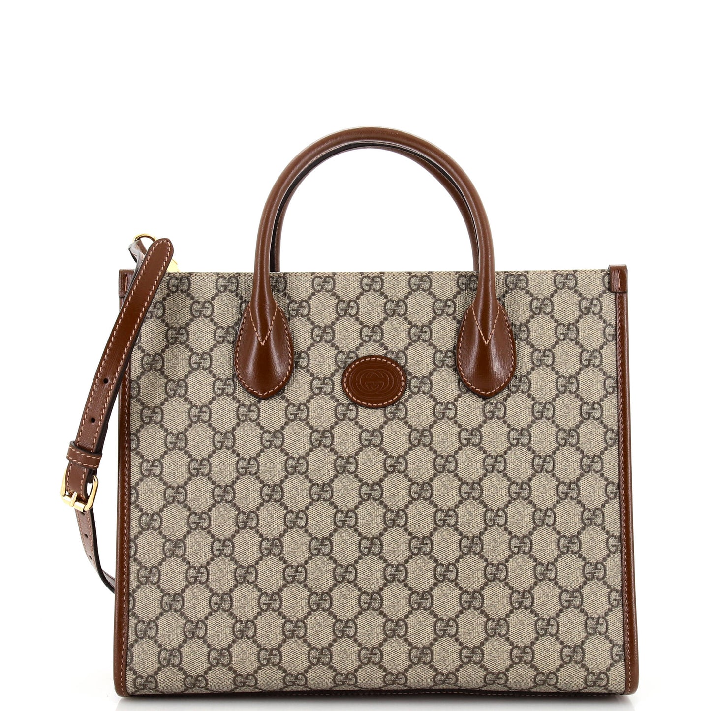 Luxury Gucci Trending 2025 Structured Top Handle Open Tote GG Coated Canvas Small