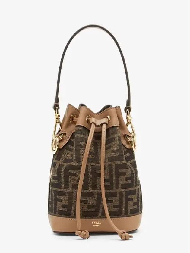 Luxury Fendi Mon Tresor FF Mini Fabric Bucket Bag Brown