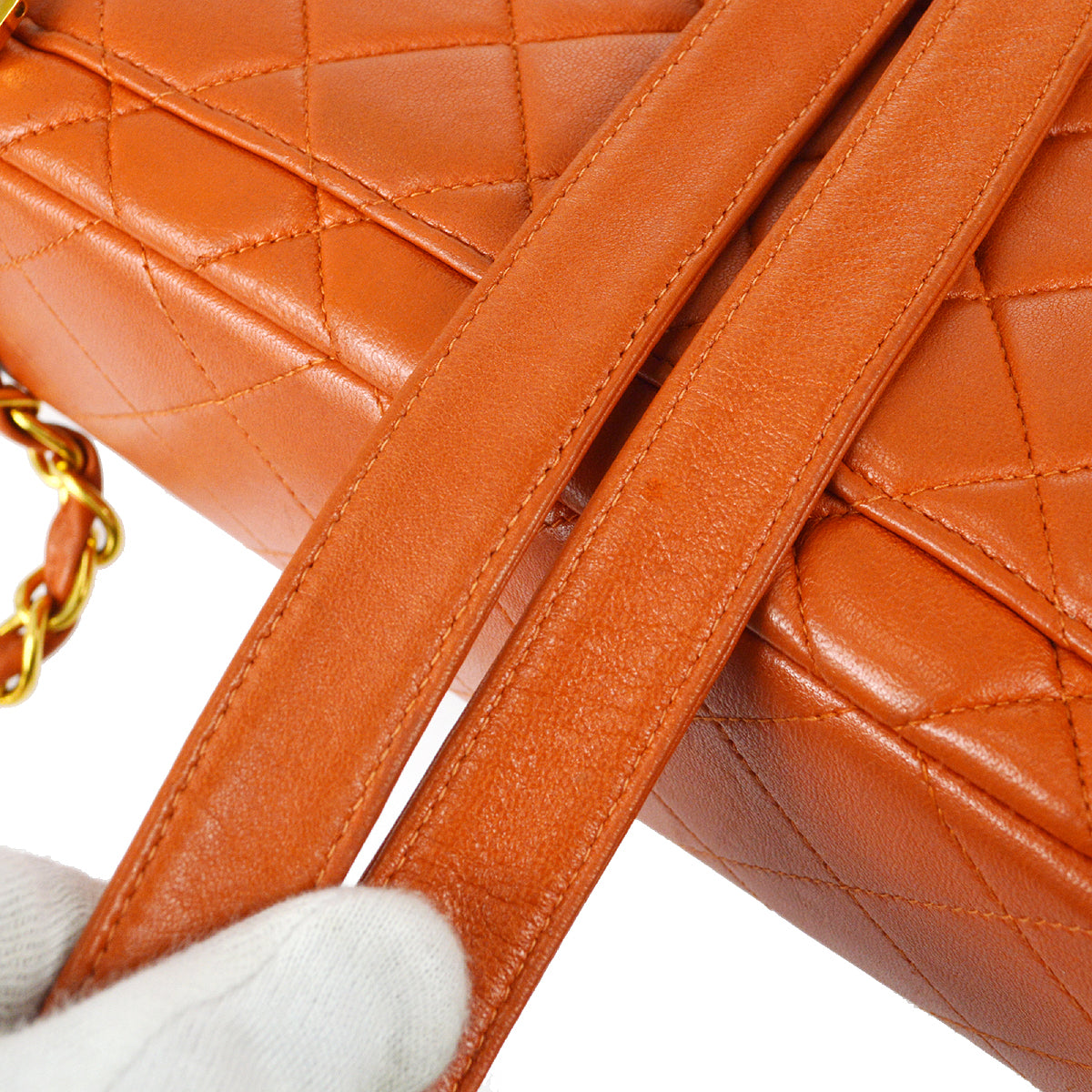 Luxury Chanel 1996-1997 Classic Flap Chain Backpack Orange Lambskin