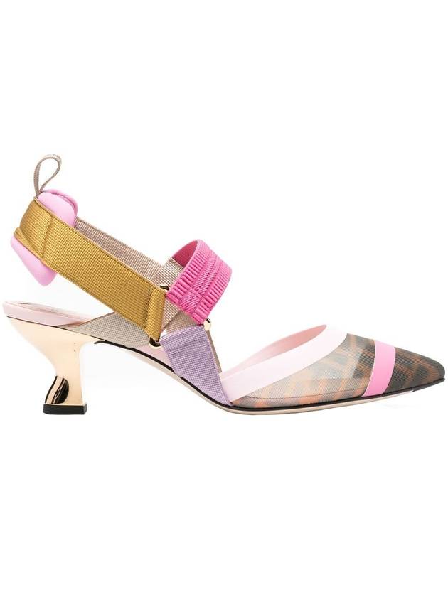 Luxury Fendi Colibri Mesh Medium Slingback Heel Pink