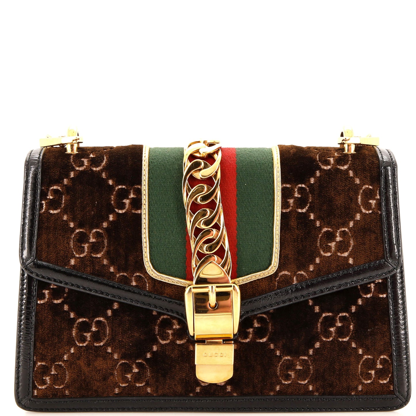 Luxury Gucci Trending 2025 Sylvie Shoulder Bag GG Velvet Small