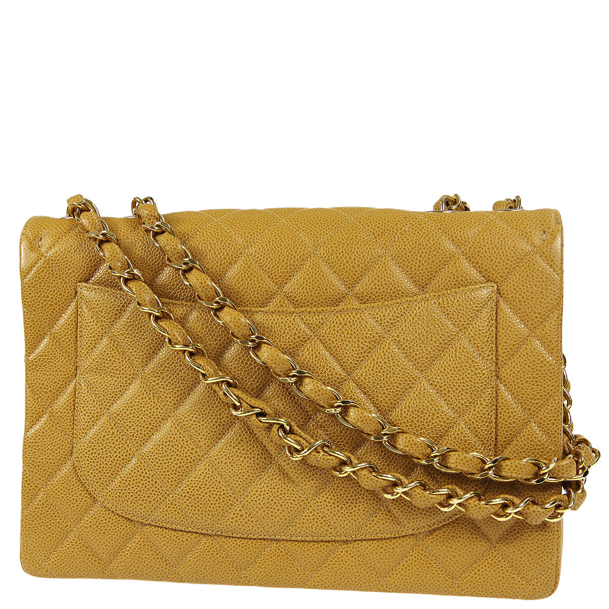 Luxury Chanel 2001-2003 * Beige Caviar Jumbo Classic Flap Shoulder Bag