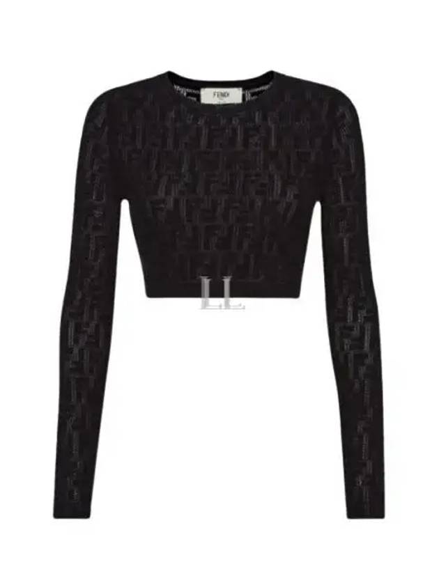 Luxury Fendi Cropped Knit Top Black