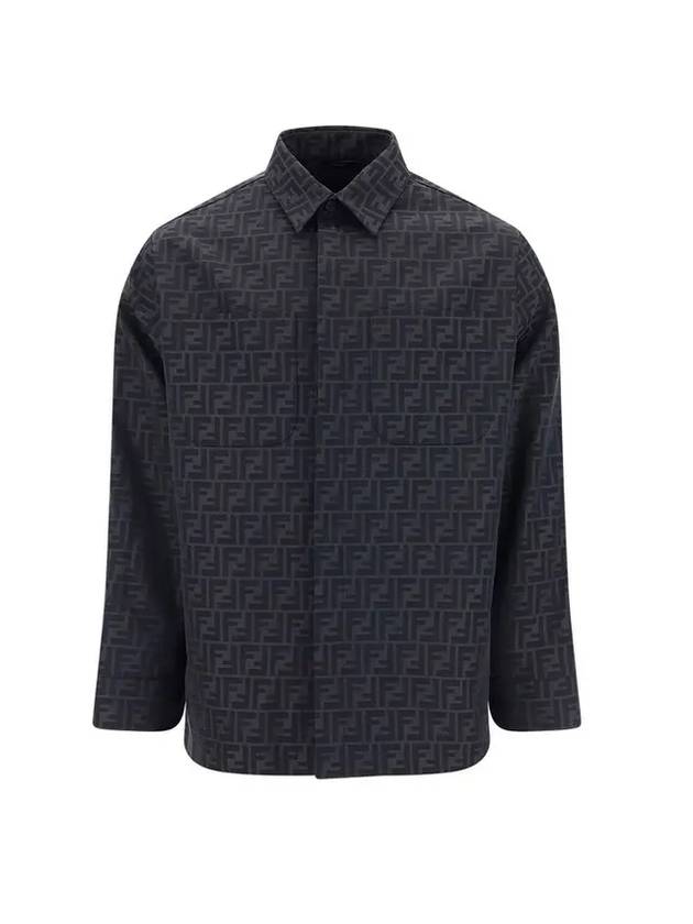 Luxury Fendi Men's FF Long Sleeve Shirt Black