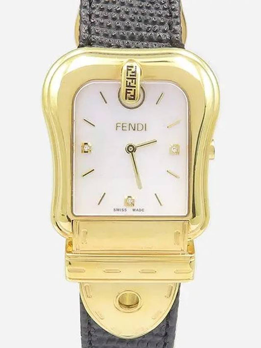 Luxury Fendi 3800G B N 3P diamond gold plated mother of pearl leather band unisex watch
