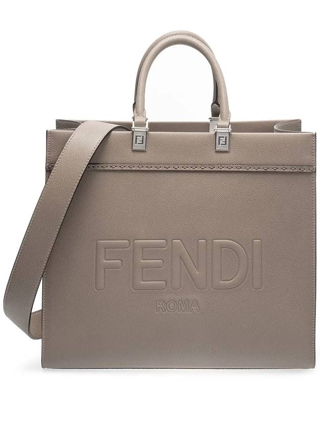 Luxury Fendi Sunshine Medium Leather Tote Bag Beige