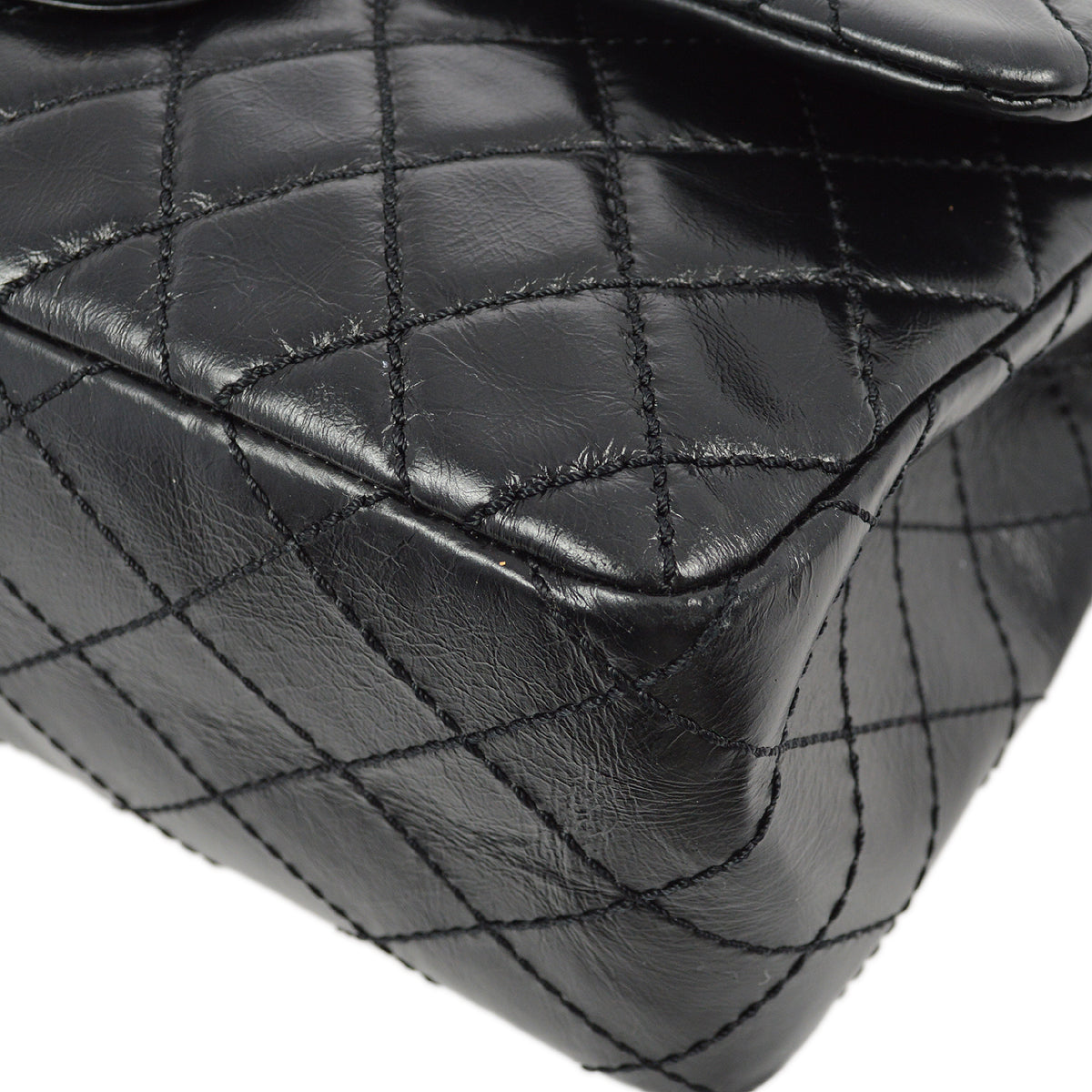 Chanel * 2008-2009 Black Calfskin Jumbo 2.55 Double Flap Bag