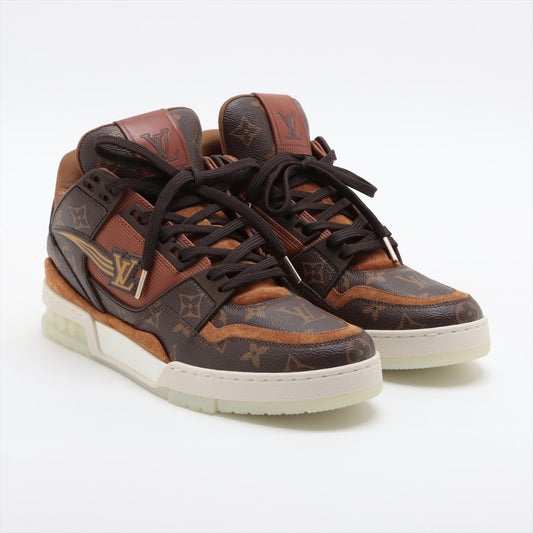 Louis Vuitton LV Trainer Line 20 Years PVC Suede High-Cut Sneaker 8 Men Brown GO0260 Monogram LV Logo Change