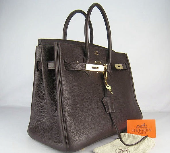 Luxury Hermes Birkin 35cm Togo Leather Handbags Dark Coffee Golden