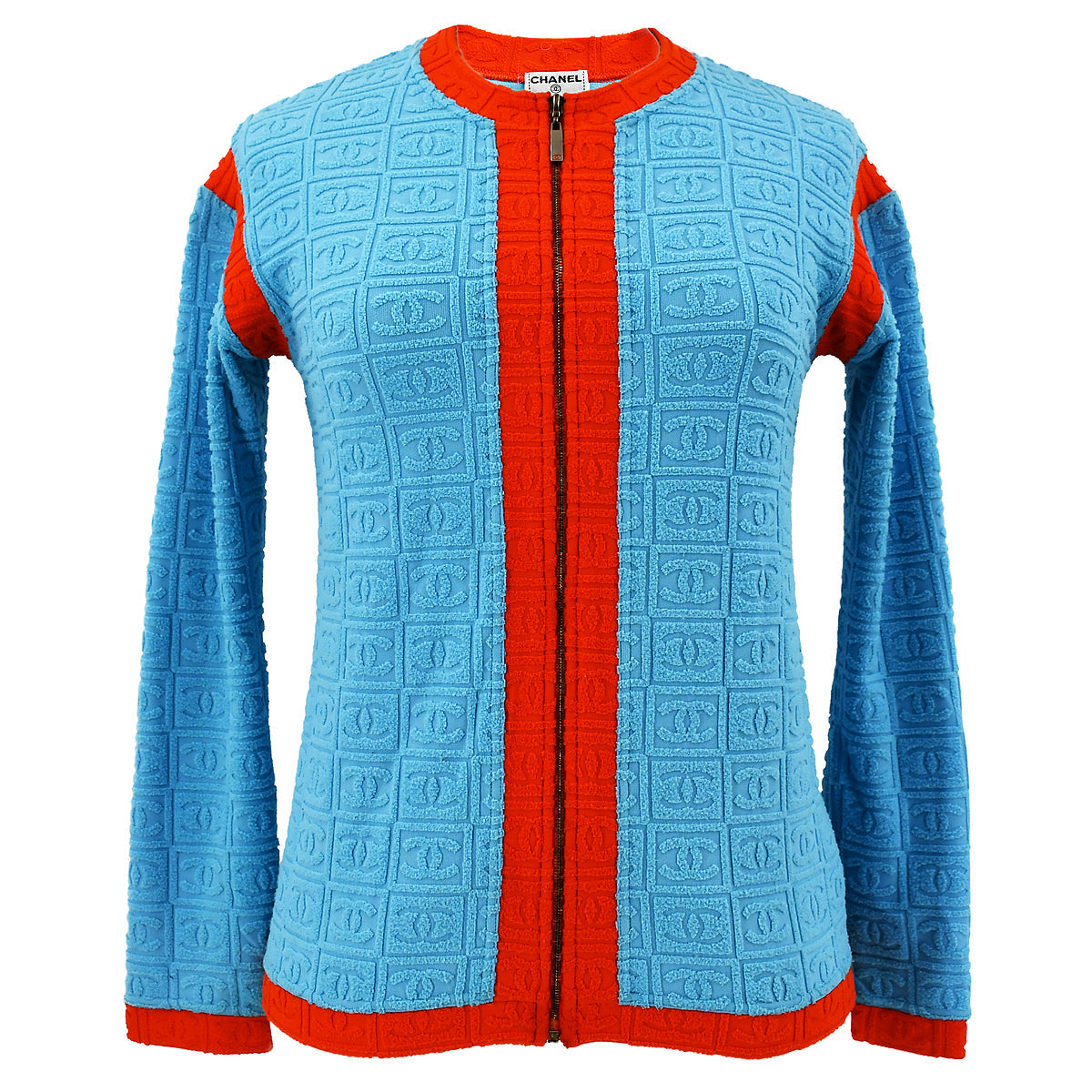 Luxury Chanel 2002 high-summer CC zip-front cardigan