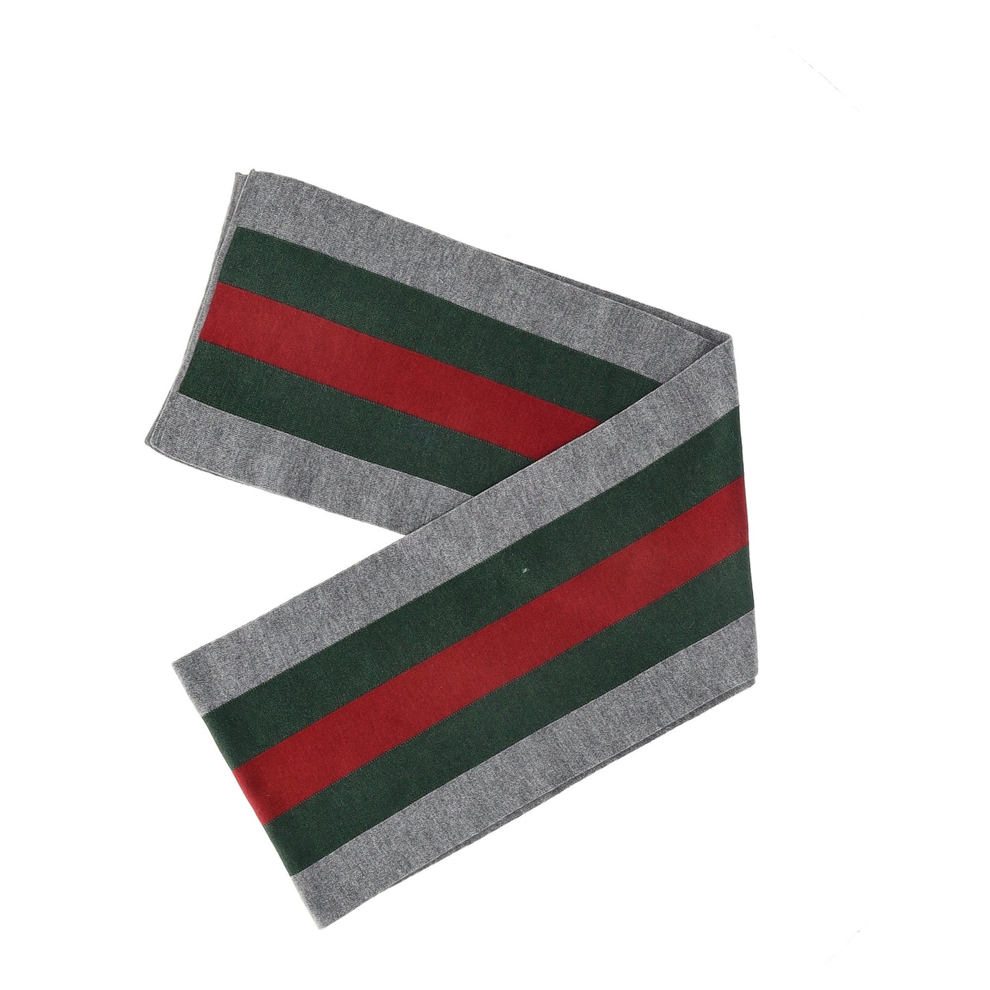Luxury Gucci Trending 2025 Striped Crook Scarf in Gray Wool