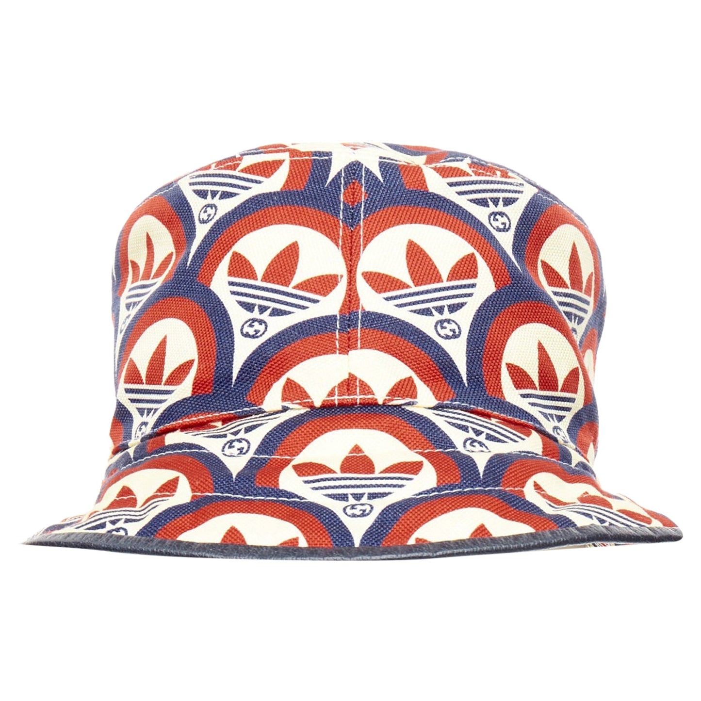 Gucci adidas logo print leather trim bucket hat